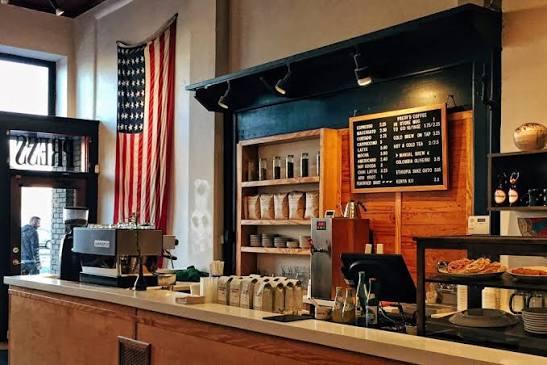 Cafe concept build — counter and coffee