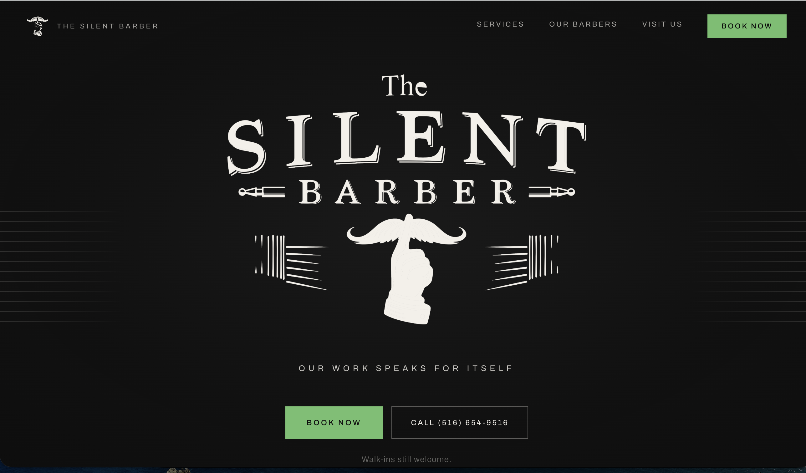 The Silent Barber homepage, built by Sitebright Digital