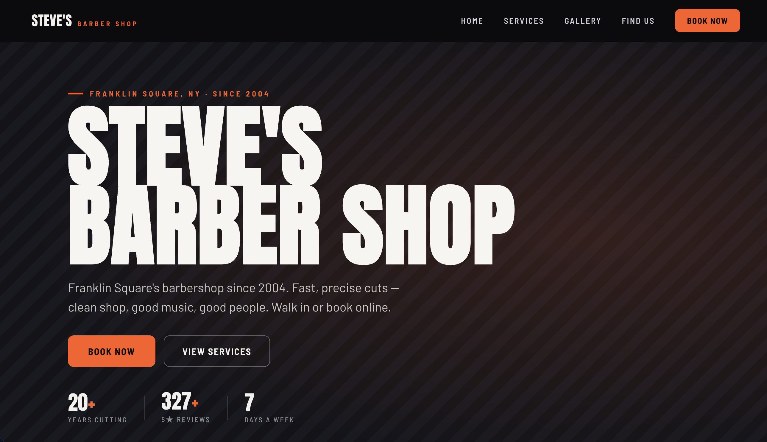 Steve's Barbershop homepage, built by Sitebright Digital